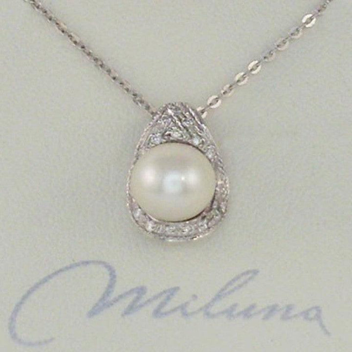 Collana Miluna Oro Bianco Perla e Diamanti - Siciliano Gioielli
