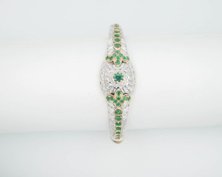 Rigid Emerald and Diamond Bracelet