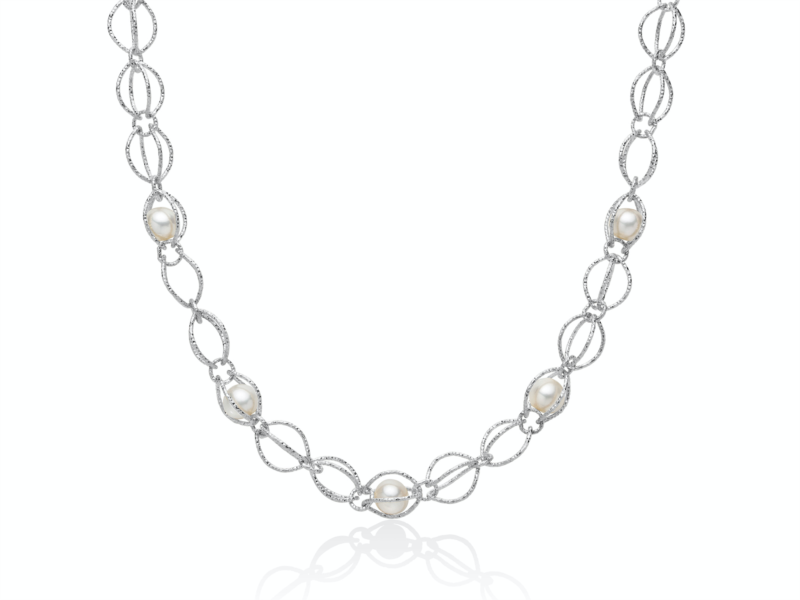 Miluna Silver Pearl Necklace