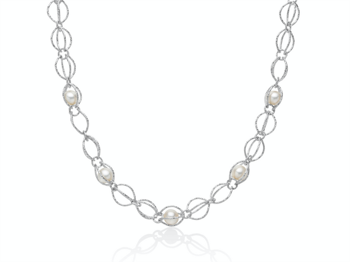 Miluna Silver Pearl Necklace