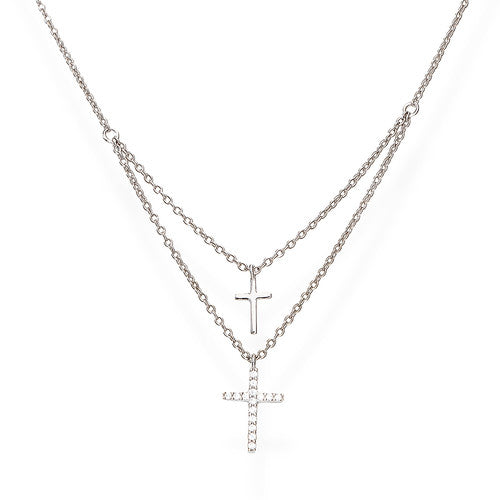 Double Cross and Zircon Necklace