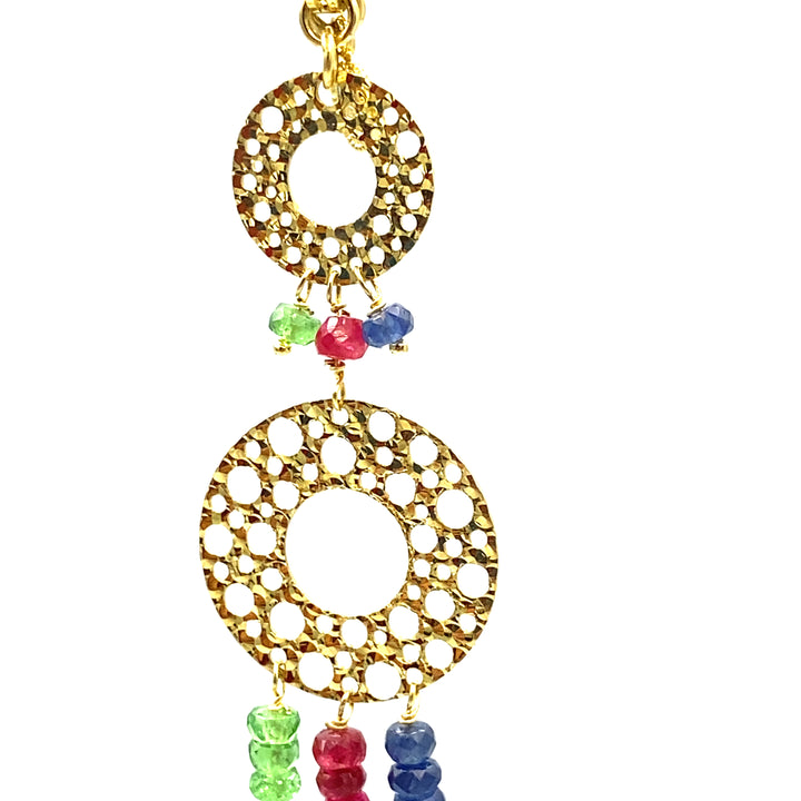 pendente in oro con zaffiri smeraldi  e rubini sun day - siciliano  gioielli 