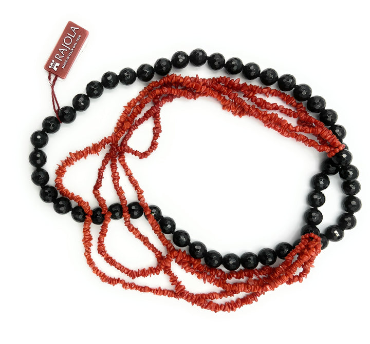 Rajola Happy Onyx Coral Necklace