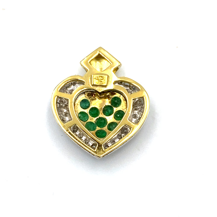 ciondolo cuore oro bicolore brillanti e smeraldi siciliano creazioni - siciliano gioielli 