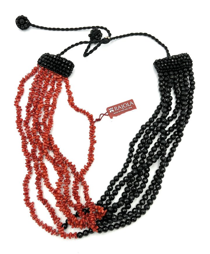 Rajola Twist Coral Onyx Necklace