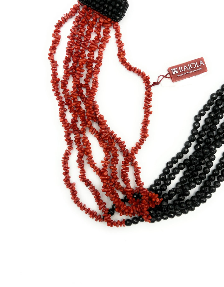 Rajola Twist Coral Onyx Necklace