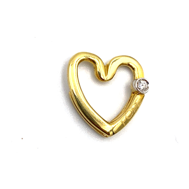 pendente fope a forma di cuore in oro giallo  con diamnti - siciliano  gioielli 