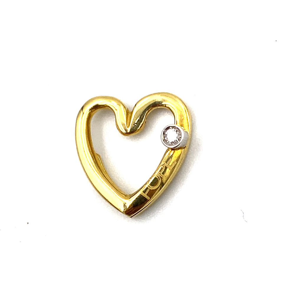 pendente fope gioielli in oro giallo  a forma di  cuore con diamante - siciliano  gioielli 
