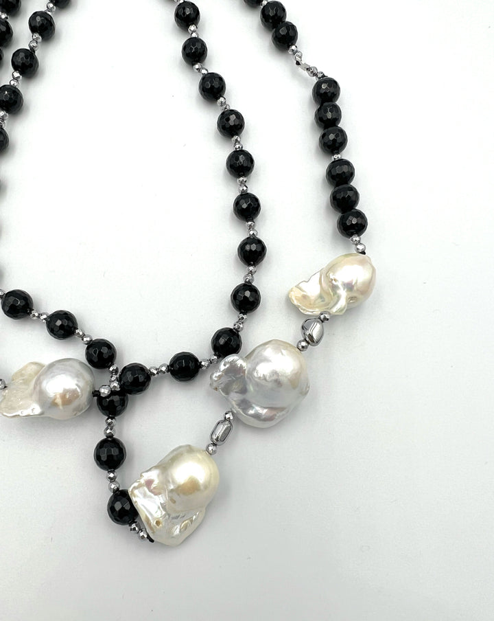 Rajola Vita Onyx and Pearl Necklace