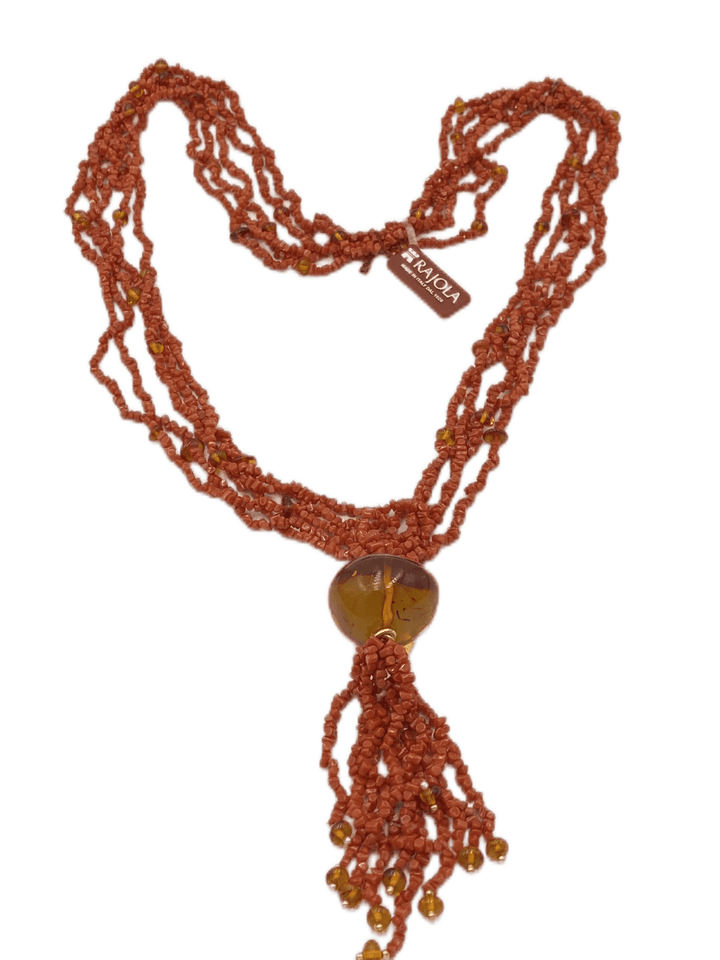 Collana Laccio Corallo Ambra - Siciliano Gioielli