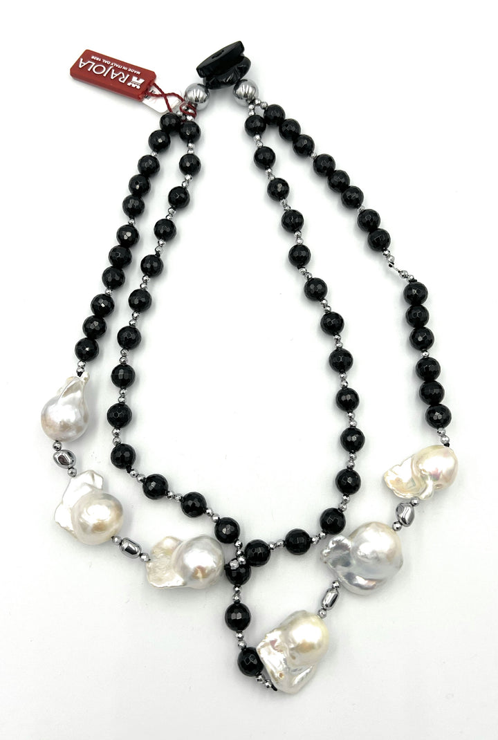 Rajola Vita Onyx and Pearl Necklace