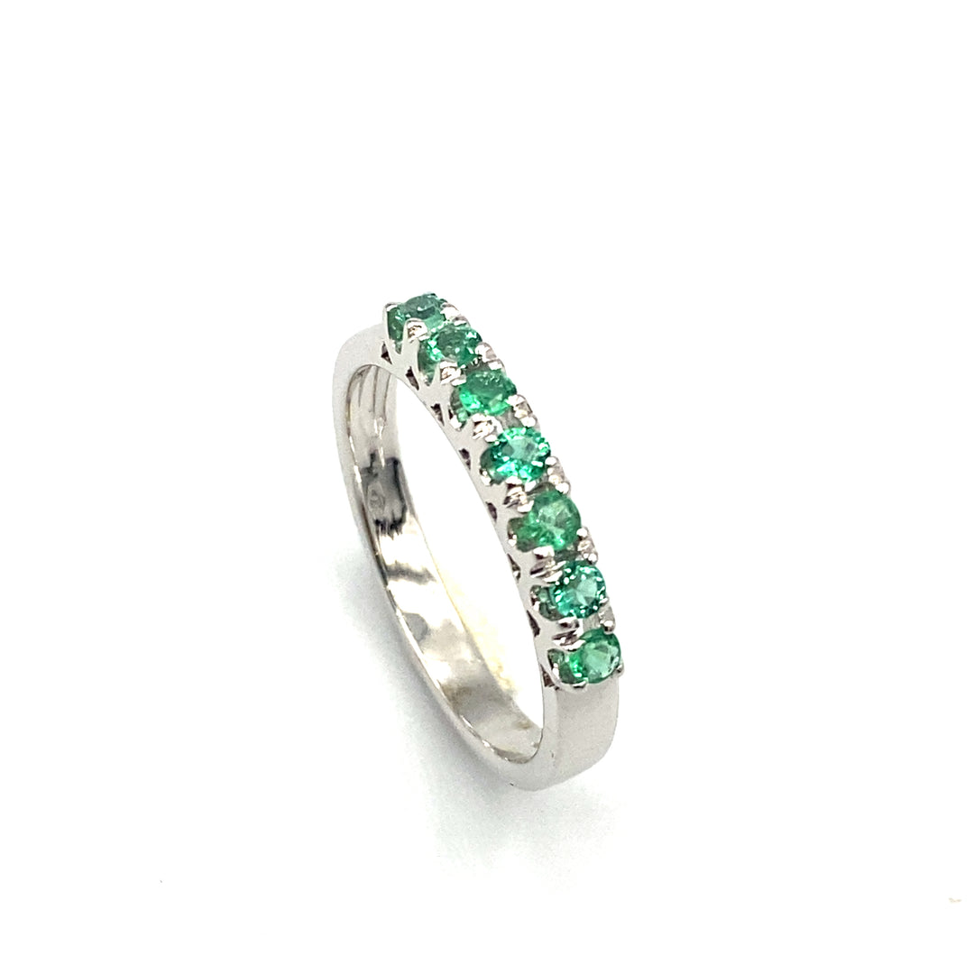 anello  clesi in oro bianco con smeraldi - siciliano  gioielli 