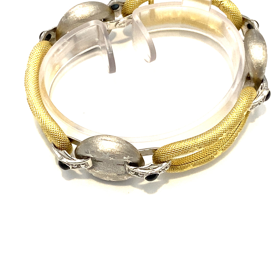 bracciale oro bicolore con zaffiri siciliano gioielli