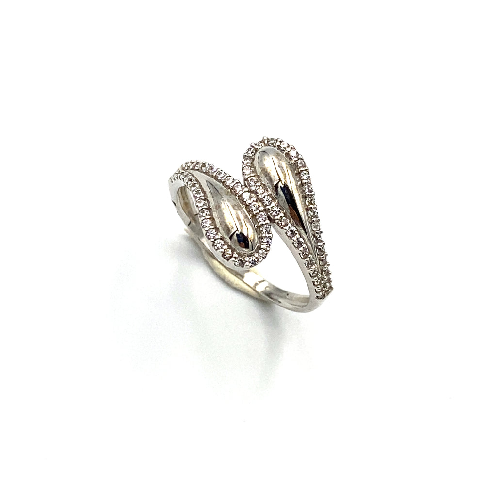 anello serpente siciliano gioielli in oro bianco con zirconi bianchi  - siciliano gioielli 