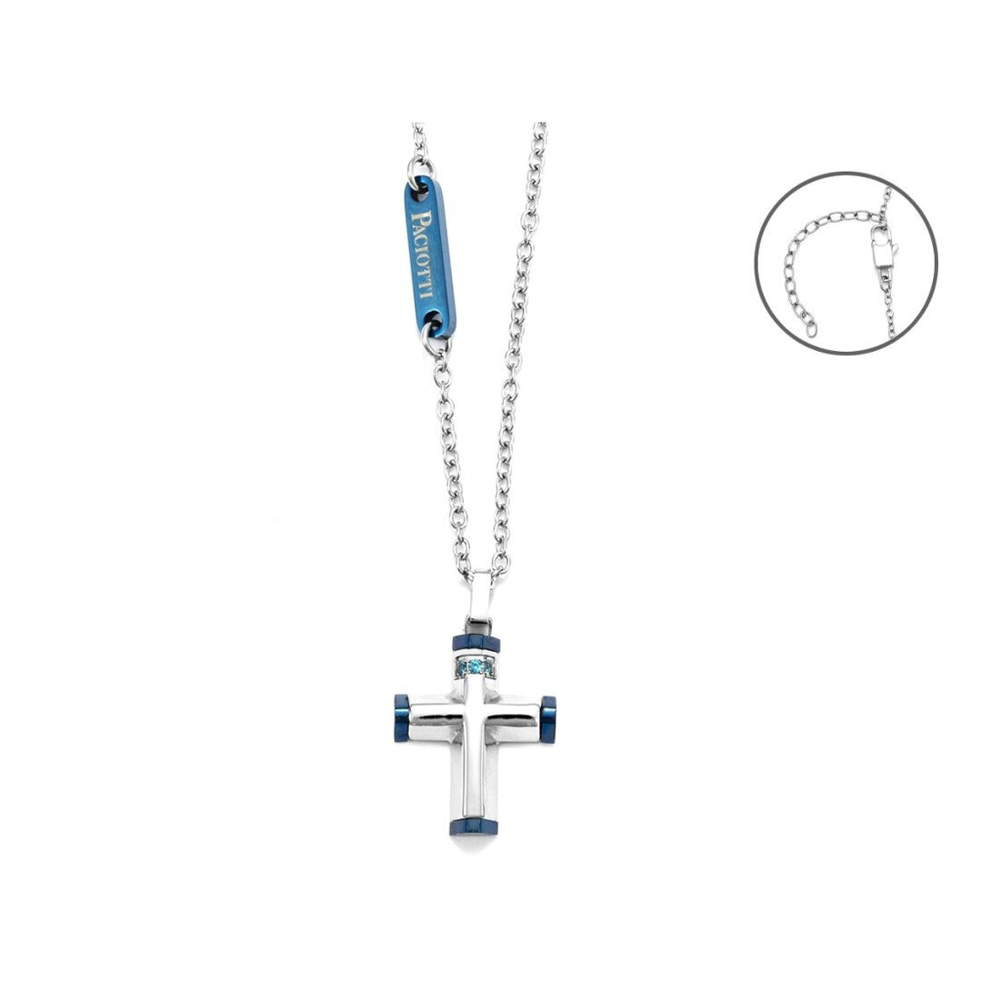collana 4us cesare paciotti in acciaio con dettagli azzurri - siciliano gioielli 